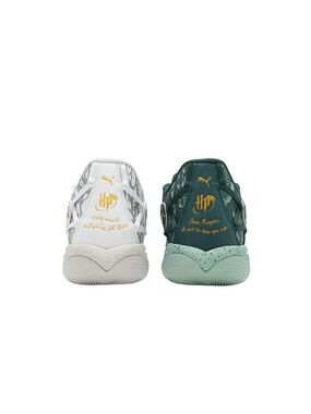 Puma White and Dark Green Harry Potter Accent Sneakers
